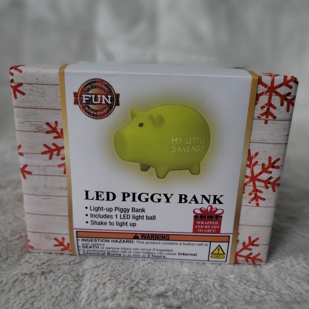 LED Piggy Bank - Green the original Fun workshop wrapped, ready to gift